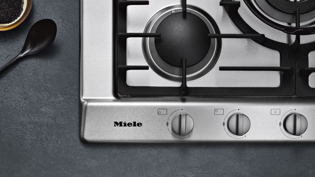 Miele gas cooktop installed in a kitchen benchtop